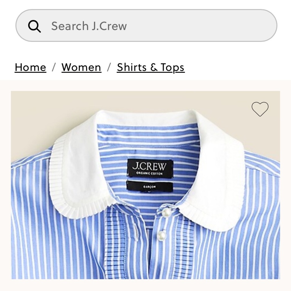 J.Crew Cropped Garçon Shirt Women’s Size 00 Blue Striped W/ Pearl Button